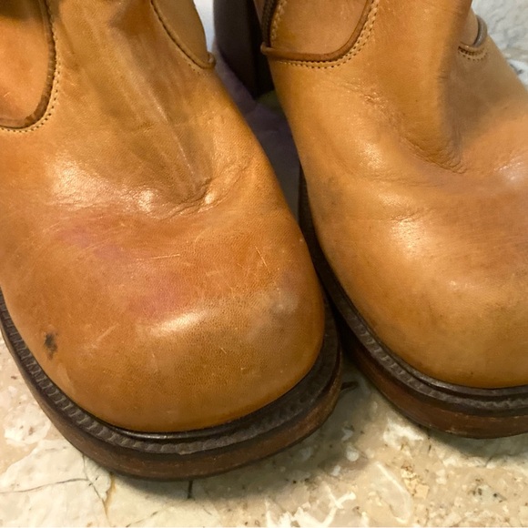 Vintage 90s Y2K Camel Leather Durango Platform Boots Chunky Heel - Picture 10 of 16